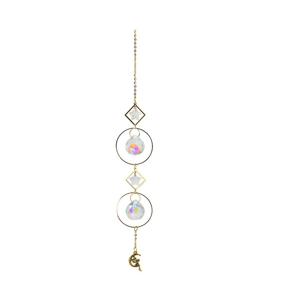 (1#31cm) Moon Sun Catcher Crystal Light Witchy Sun catcher Prism Rainbow Window Hanging