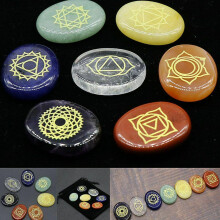 7PCS Chakra Stones Crystal Reiki Healing Energy Palm Natural Gemstone Quartz Set