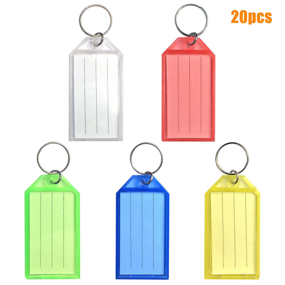 50pack Tough Plastic Key Tags w/ Split Ring Label Window Coded ID Luggage Tags