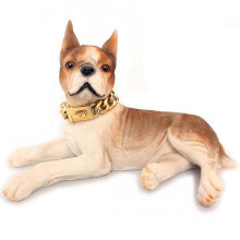 (As show, One size) Shxx Golden Dog Chain Collar with Safety Belt Buckle Pedestrian Metal Chain Collar, 18k Cuban Chain, Suitable for Medium Dog (14in) 36cm