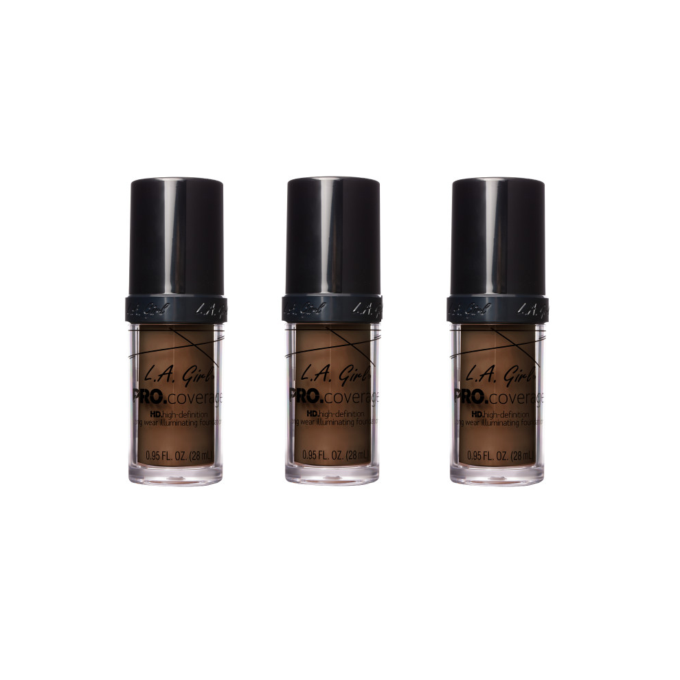 L.A. Girl Pro Coverage HD Illuminating Liquid Foundation Dark Chocolate 28ml x3