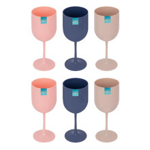 Set of 6 Plastic Wine Goblets Cups Summer Juice Cocktails Picnic Dining