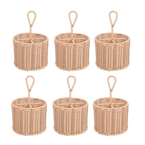 Table Cutlery Rattan Wicker Basket Table Carry Handle Knife Fork Spoon Napkin