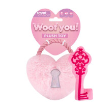 Heart Shaped Pet Toy Plush Rope Dog Puppy Teething Squeaker Crinkle Effect