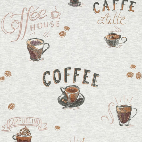 Erismann Coffee Cups Wallpaper Creme Brown Beans Kitchen Paste The Wall Vinyl 1