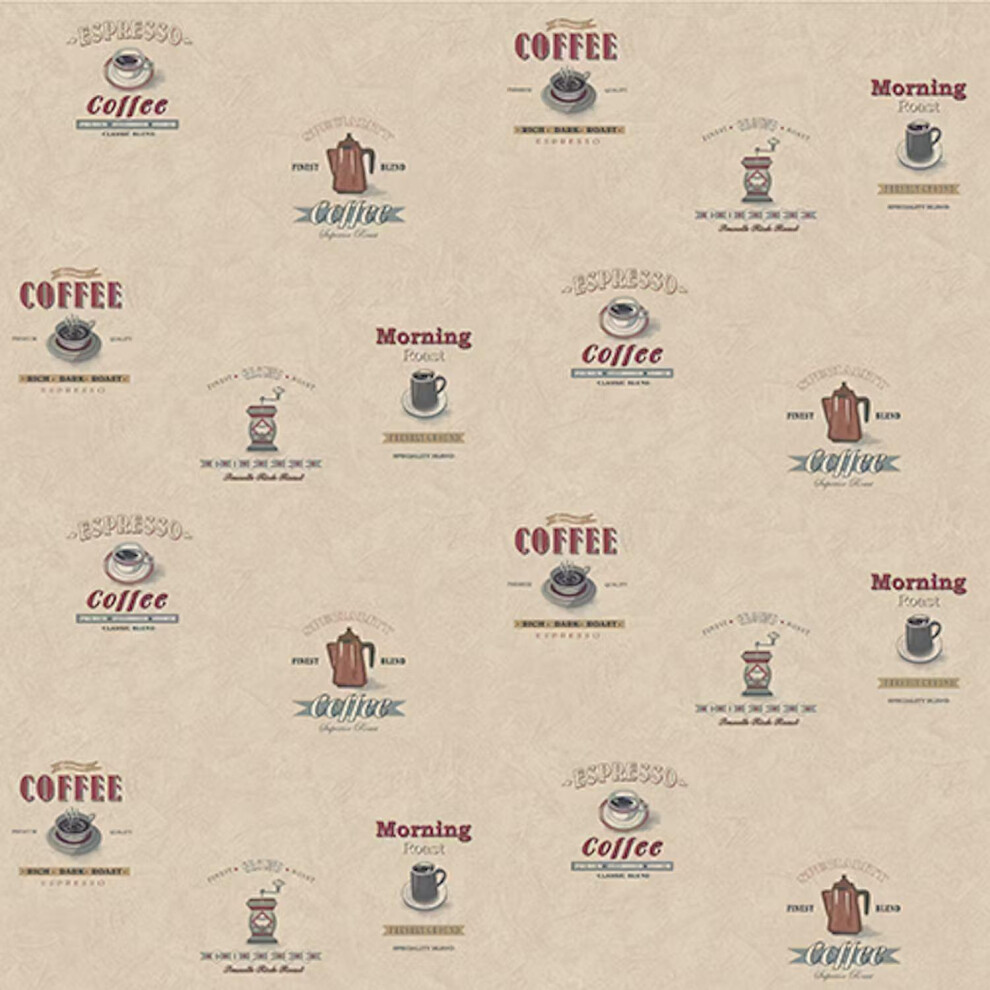 Kitchen Recipes Coffee Cafe Beige Wallpaper Vintage Scrapbook Paste The Wall 5055430022424