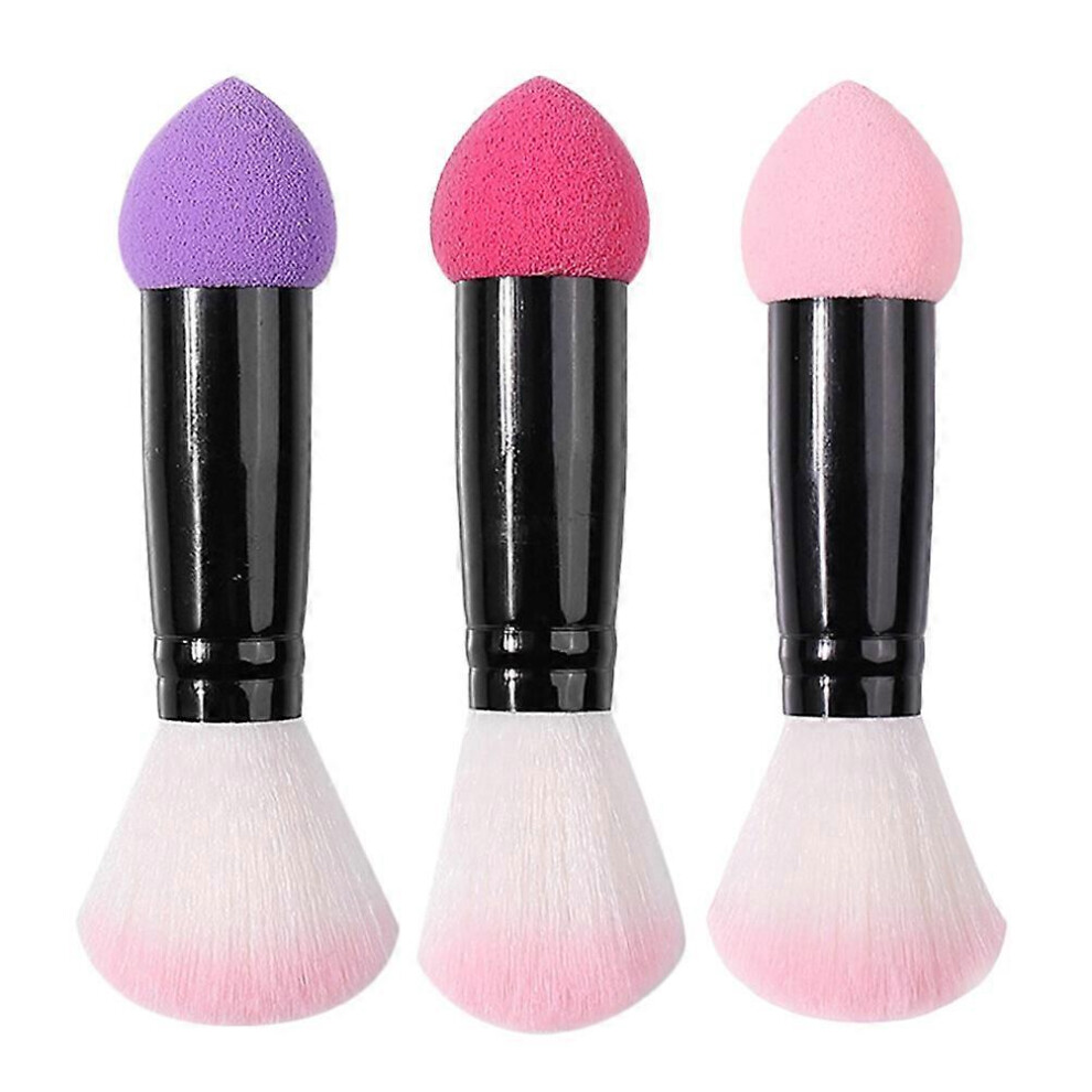 Kricely (As Show, One Size) 3Pcs Double Sided Makeup Brushes Blush Brush Women Makeup Brush Powder Brush