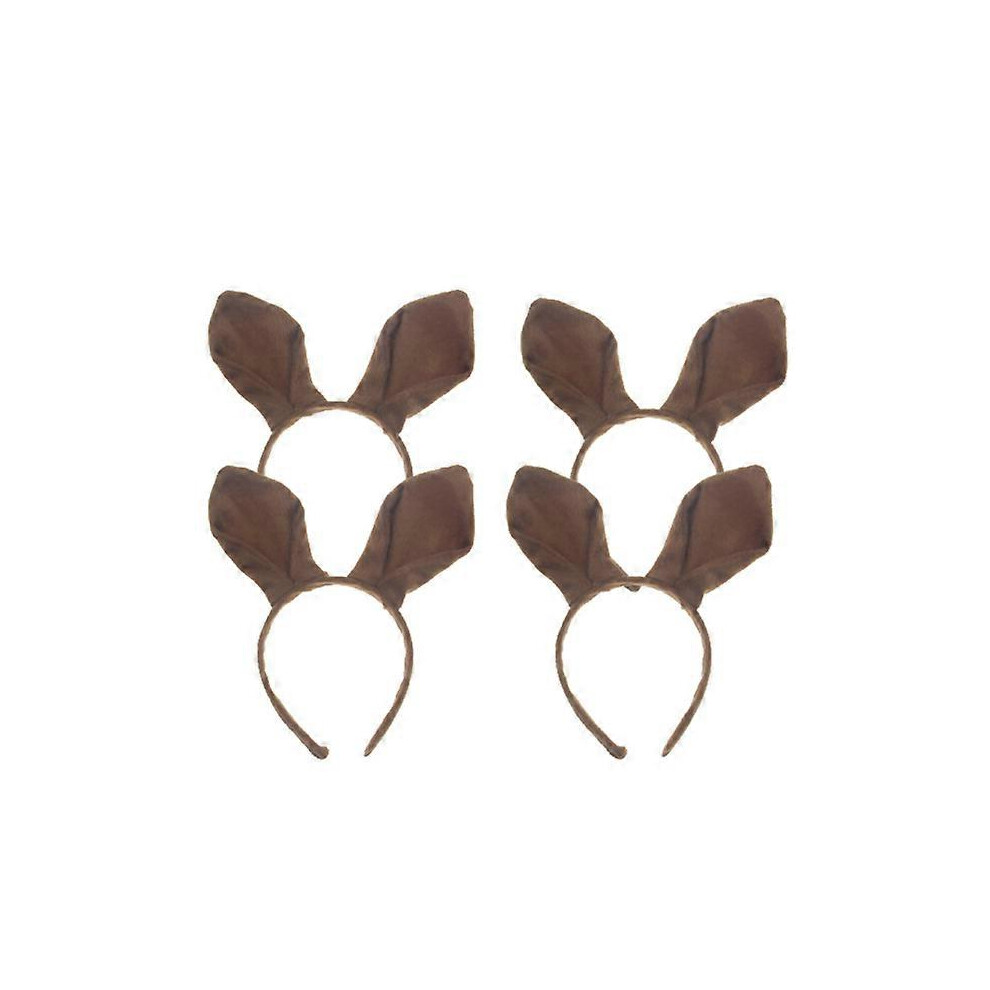 Kricely Brown (As Show, One Size) 4Pcs Plush Kangaroo Ear Headbands Cosplay Costume Headbands Halloween Party Supplies (Brown)