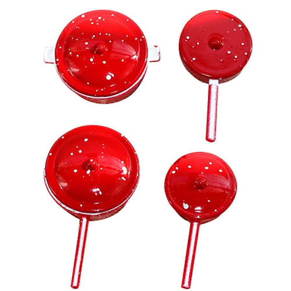 Kricely (M, One Size) 4Pcs Doll House Cookware Miniature Stew Pot Model Kitchen Mini Cooker For Doll House Kitchen