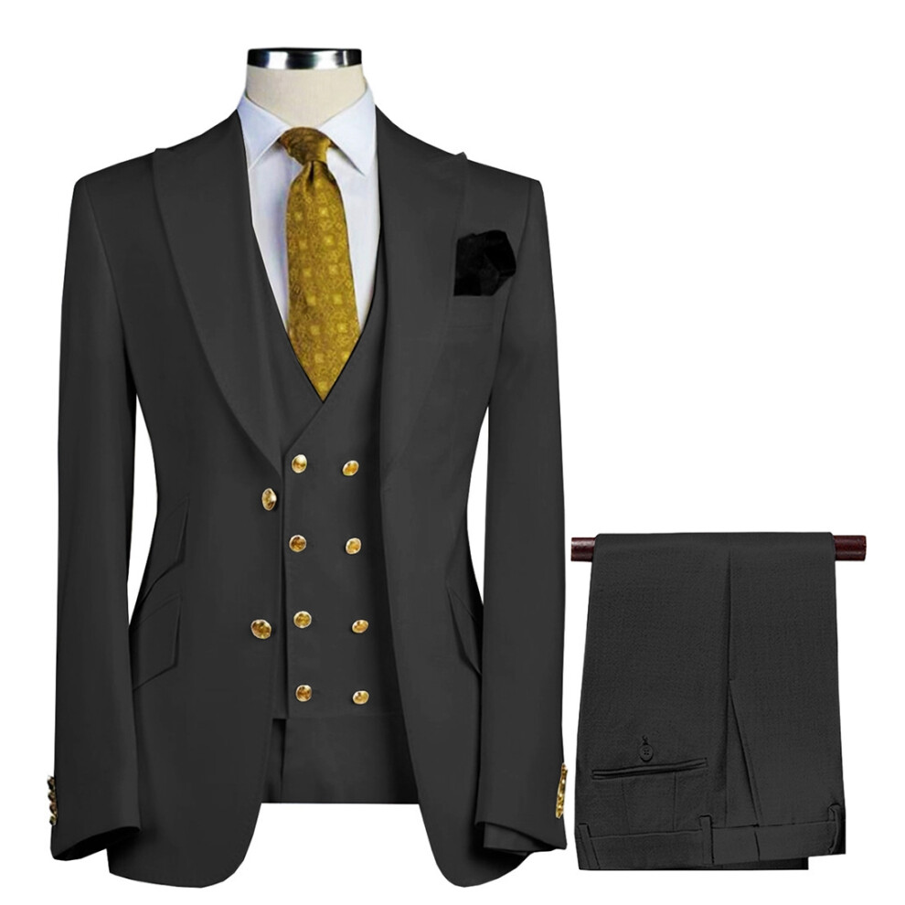 (black, XXXXL) Men's 3-Piece Suit Two Buttons Jacket Trousers and Waistcoat-image-OPC-PG7MZ5D-NEW