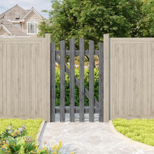 (76cm(W) x 120cm(H)) Outdoor Wooden Garden Gate Fence Door, Grey