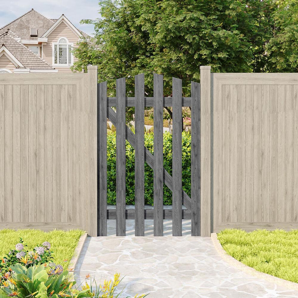 (76cm(W) x 120cm(H)) Outdoor Wooden Garden Gate Fence Door, Grey