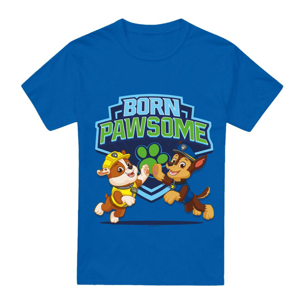 (S, Royal Blue) Paw Patrol Mens Born Pawsome T-Shirt