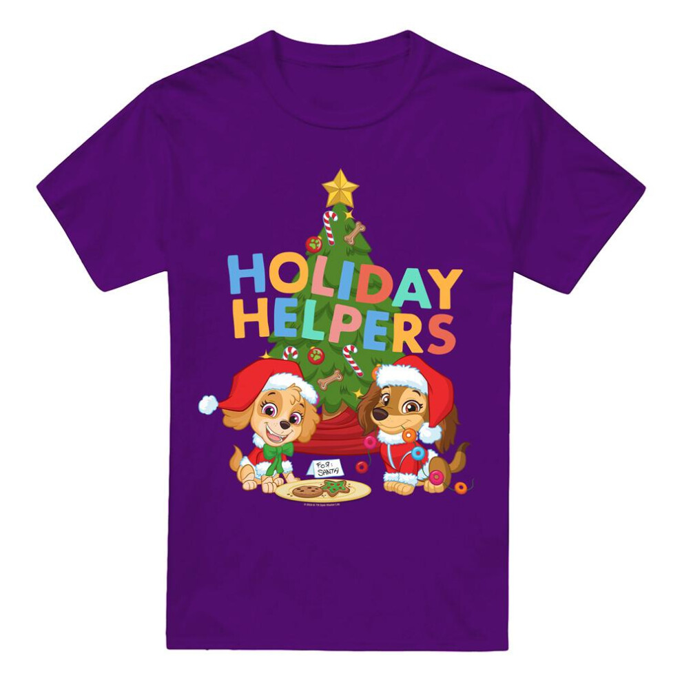 (4XL, Purple) Paw Patrol Mens Holiday Helpers Skye & Liberty Christmas T-Shirt