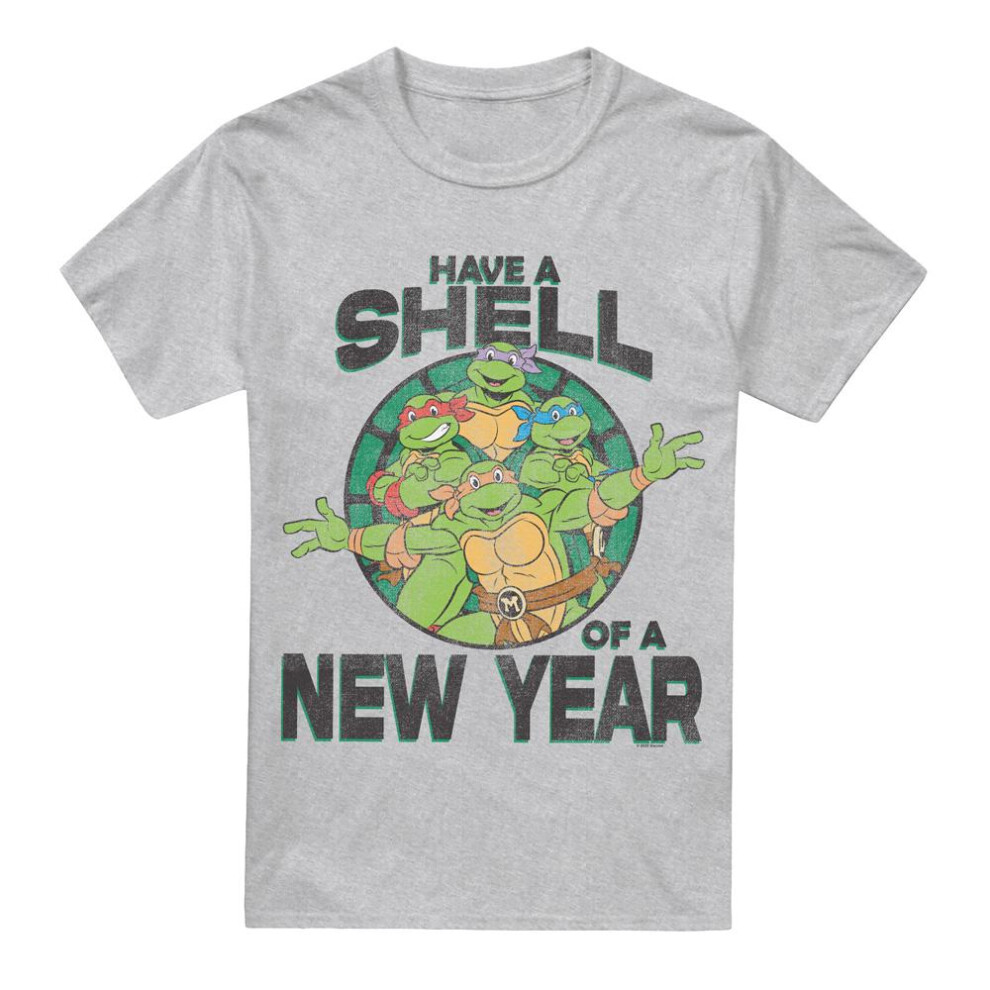 (XXL, Sport Heather) Teenage Mutant Ninja Turtles Mens Shell Of A New Year T-Shirt