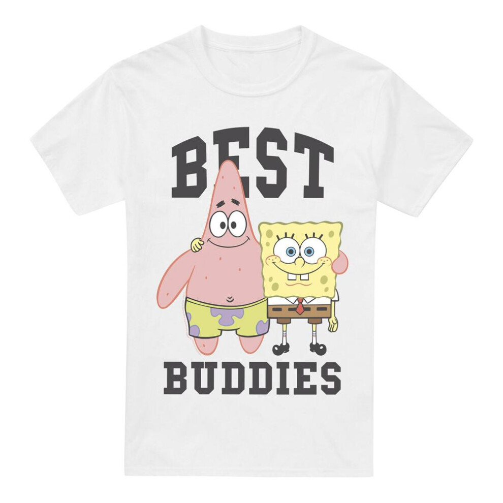 (XXL, White) SpongeBob SquarePants Mens Best Buddies Patrick Star T-Shirt
