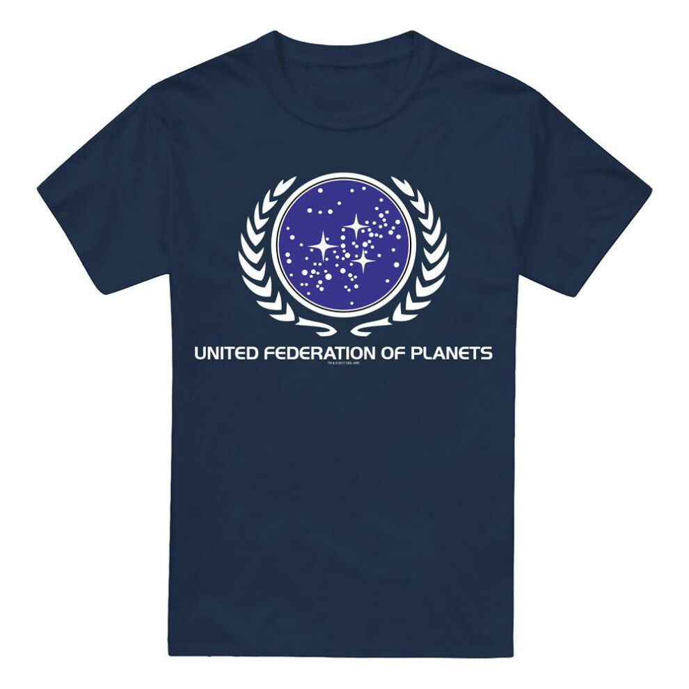 (L, Navy) Star Trek Mens United Federation Logo T-Shirt