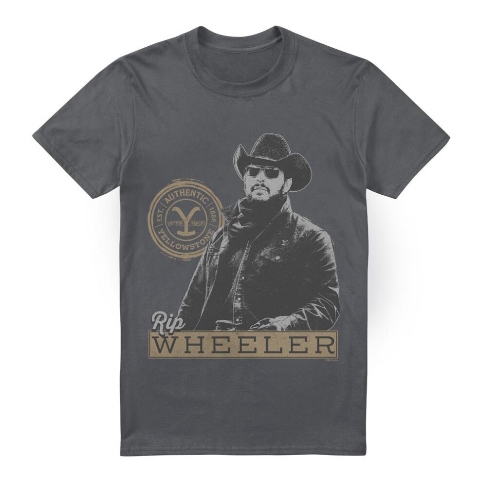 (M, Charcoal) Yellowstone Mens Rip Wheeler T-Shirt