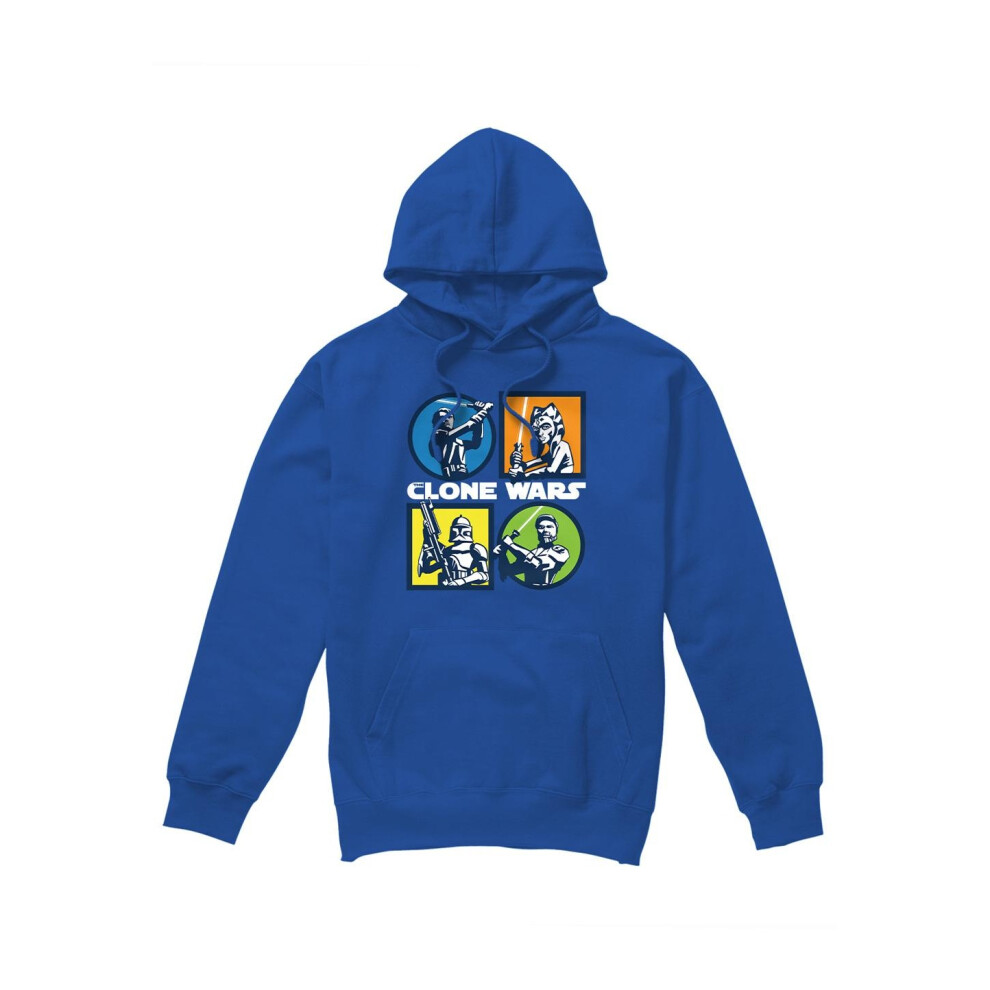 (M, Royal Blue) Star Wars: The Clone Wars Mens Grid Hoodie