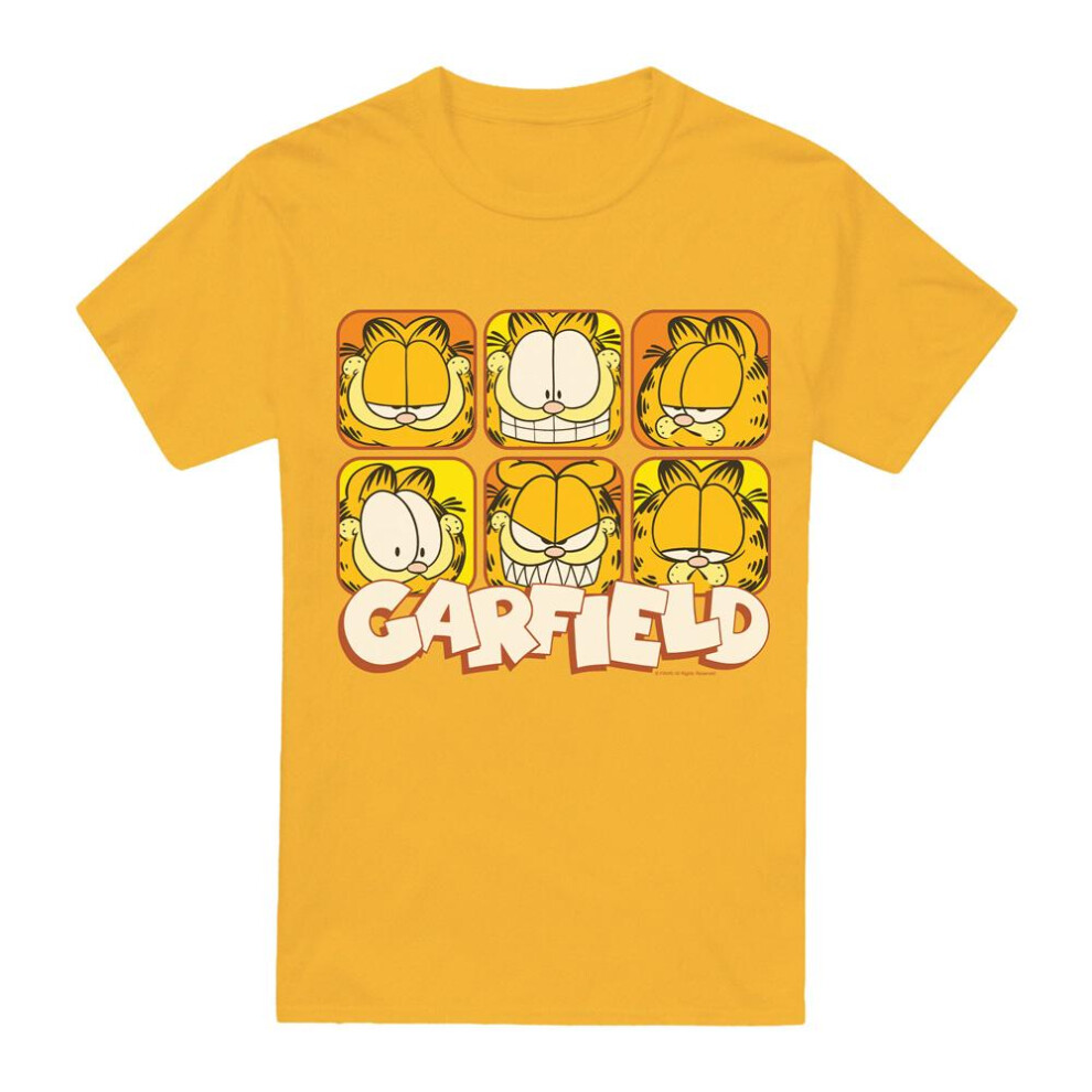 (L, Gold) Garfield Mens Many Faces T-Shirt-image-OPC-PG7PJVN-NEW