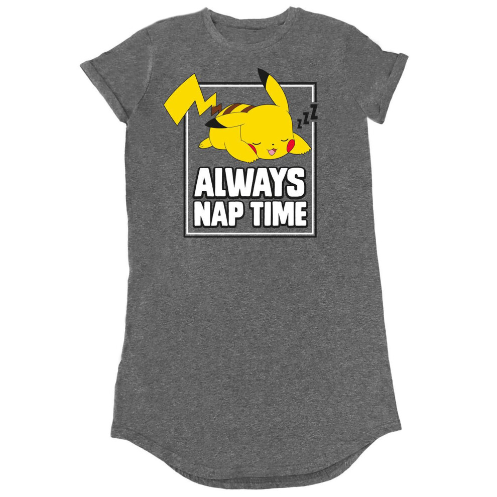 (XL, Dark Heather Grey) Pokemon Womens/Ladies Pikachu Heather T-Shirt Dress
