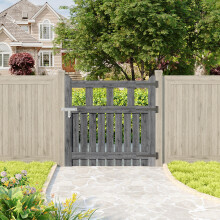 (90cm W x 90cm H) Outdoor Wooden Garden Gate Fence Door, Grey