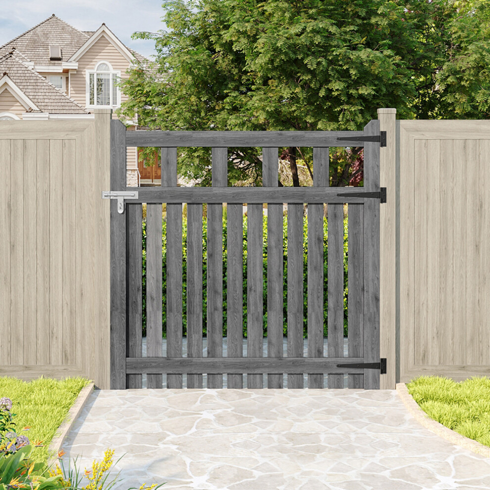 (120cm W x 120cm H) Outdoor Wooden Garden Gate Fence Door, Grey