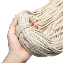 (As show, One size) Handmade by artisans with natural beige cotton twisted rope, 5mm 100m Macrame rope