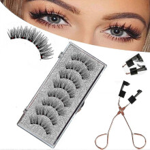 (As show, One size) Magnetic eyelash 3D artificial eyelash set, reusable dual magnetic false eyelashes