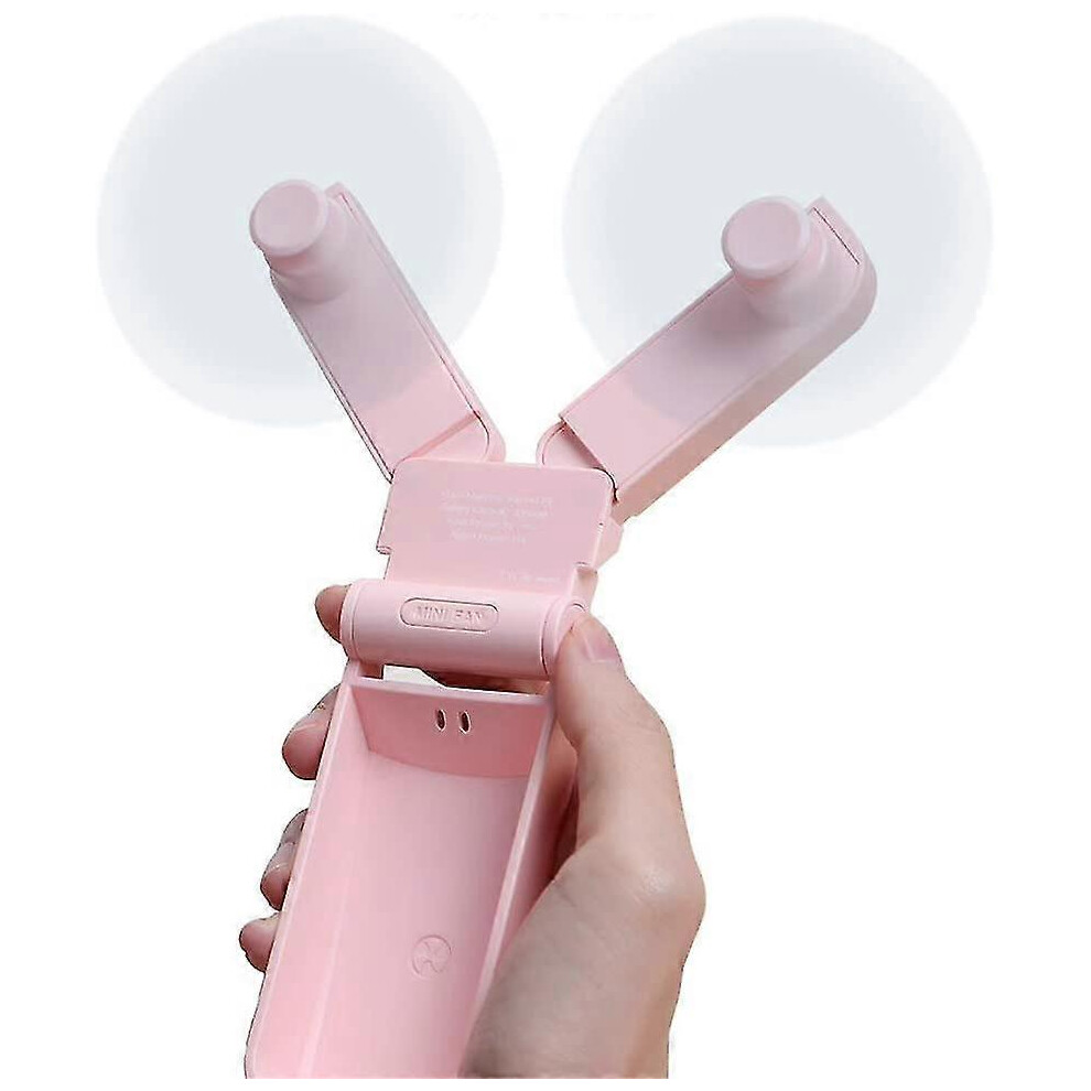(As show, One size) Personal Mini Pocket Fan Usb Rechargeable Hand Fan, Outdoor Travel, Dual Head With 2 Speed Strong Wind-image-OPC-PG7PV9N-NEW