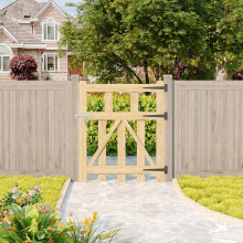 (76cm W x 90cm H) Decorative Outdoor Wooden Garden Gate Fence Door
