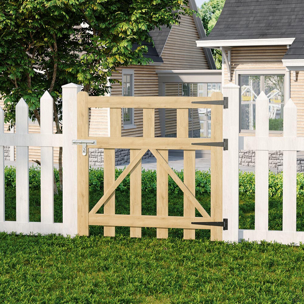 (90cm W x 90cm H) Decorative Outdoor Wooden Garden Gate Fence Door