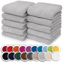 (Silver) 10x Face Cloth 100% Egyptian Cotton Soft Flannels Washcloths High Absorbent Face Towels