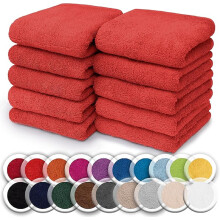 (Red) 10x Face Cloth 100% Egyptian Cotton Soft Flannels Washcloths High Absorbent Face Towels