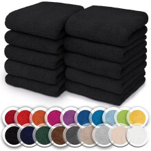 (Black) 10x Face Cloth 100% Egyptian Cotton Soft Flannels Washcloths High Absorbent Face Towels
