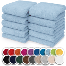 (Sky Blue) 10x Face Cloth 100% Egyptian Cotton Soft Flannels Washcloths High Absorbent Face Towels