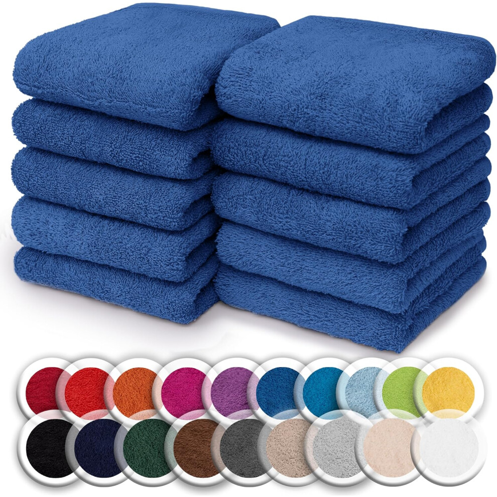 Textile Do (Blue) 10x Face Cloth 100% Egyptian Cotton Soft Flannels Washcloths High Absorbent Face Towels