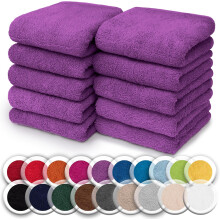 (Purple) 10x Face Cloth 100% Egyptian Cotton Soft Flannels Washcloths High Absorbent Face Towels