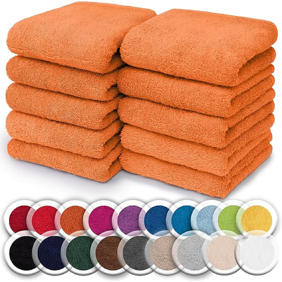 (Orange) 10x Face Cloth 100% Egyptian Cotton Soft Flannels Washcloths High Absorbent Face Towels