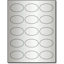 1 7/16 x 2 3/8 oval silver folieetiketter för laser - 10 ark / 150 etiketter