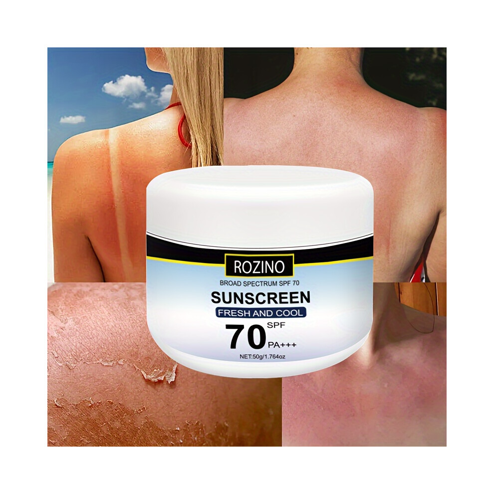 (50g) 1pc ROZINO Sunscreen SPF 70 - Hypoallergenic Liquid Formula, Vitamin C Infused, Sun Protection, Waterproof, Sweat-Resistant