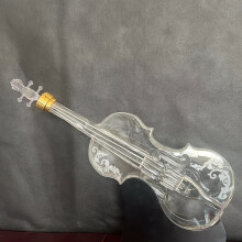 (1000ml/33.8oz) 1pc Violin-Shaped Glass Decanter, Brushed Metal Finish, No Pattern, Home Bar Decor