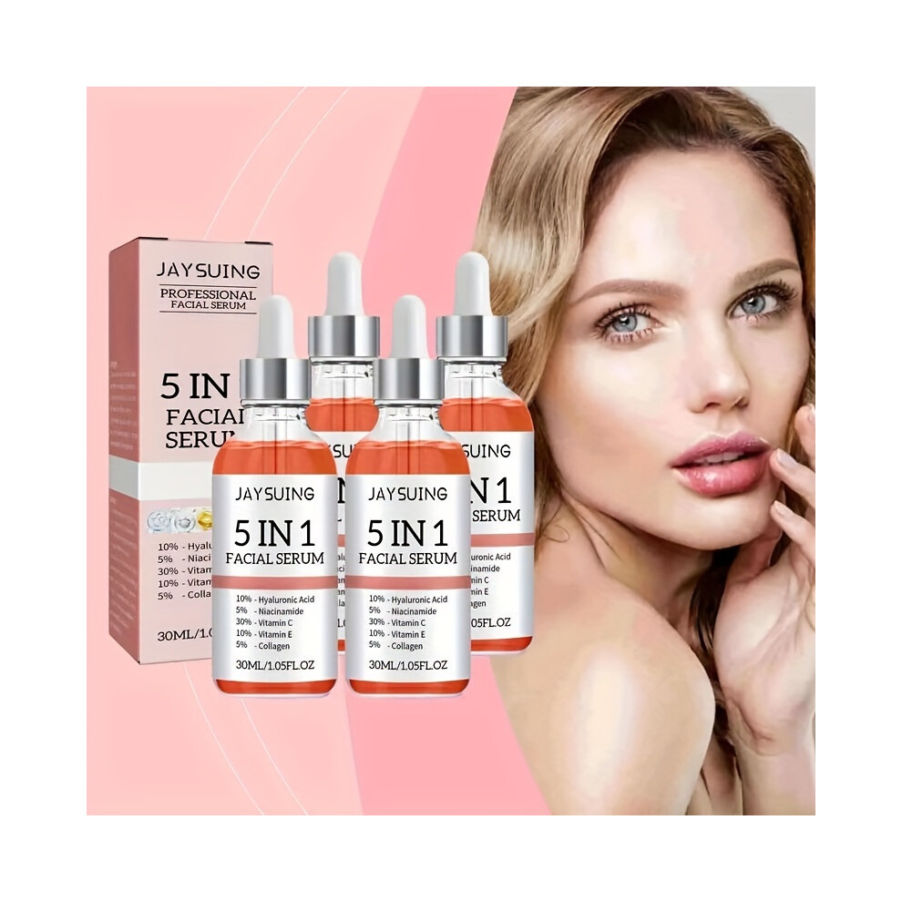 Bghone (4Boxes) 5-In-1 Hyaluronic Acid, Collagen, Nicotinamide, Vitamin C And E Facial Essence