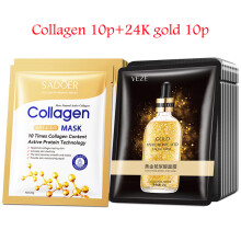 (F) 20pcs Hyaluronic Acid Collagen Face Mask skincare Moisturizing Firming Hydrating Facial Masks Sheet Mask