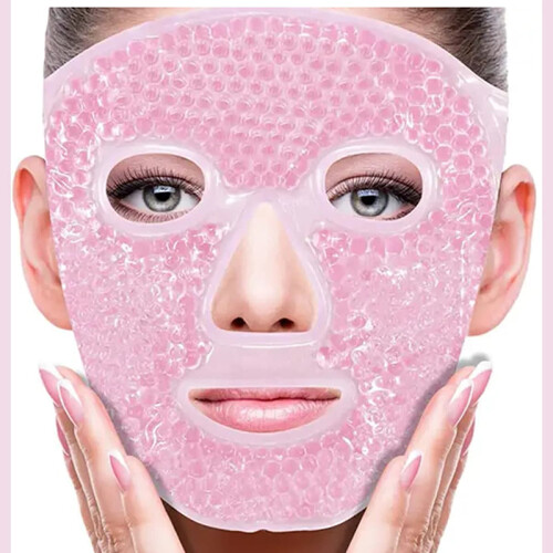 (Pink) 1pc full face massage ice compress can be used repeatedly