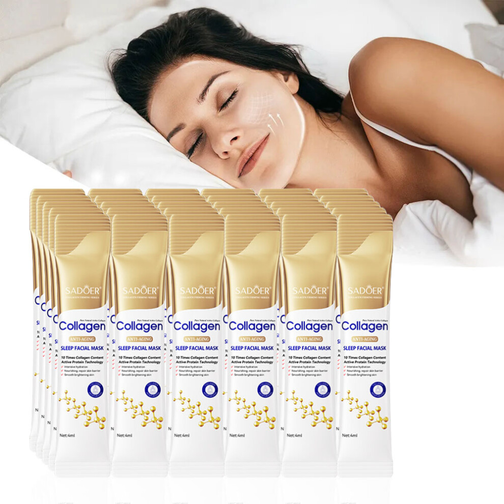 Flemye (30Pcs) 30Pcs Collagen Sleeping Facial Masks Face Skincare Moisturizing Brightening Firming Hydrating Face Mask
