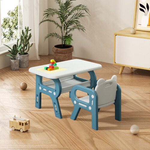Living And Home Adjustable Kids Acticity Desk Chair Set