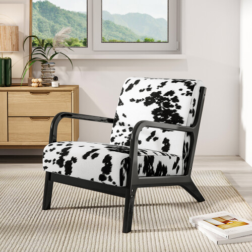 Living And Home Spots Velvet Upholstered Armchair
