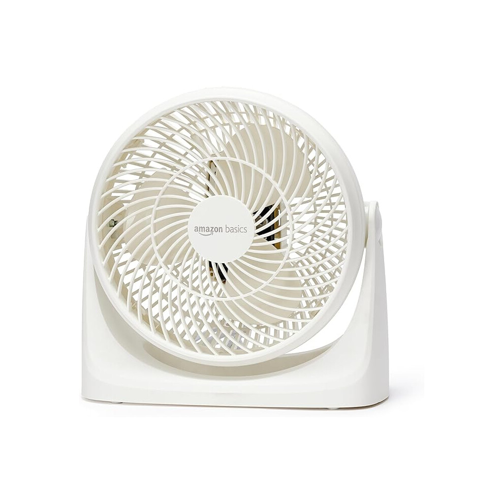 Amazon Basics Portable Desk Fan, 7 Inch Quiet Operation Cooling, 3 Speed Settings, 90° Variable Tilt, 15.49 x 27.3 x 27.69 cm, White