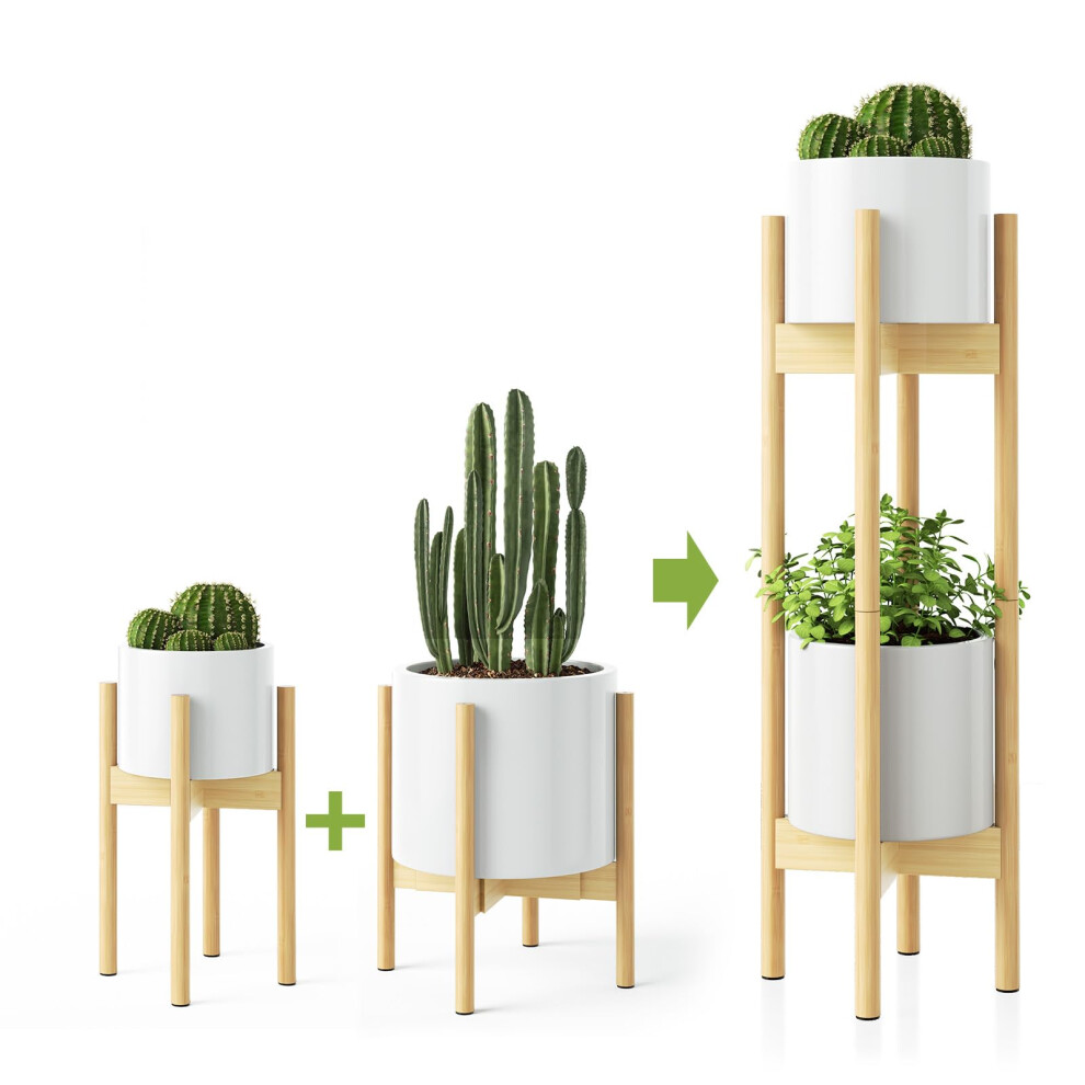 MUDEELA Lot de 2 supports pour plantes d'intérieur Support pour plantes hautes à 2 niveaux 30 pouces